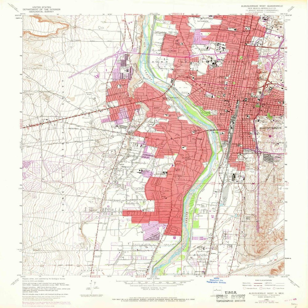 YellowMaps Albuquerque West NM topo map, 1:24000 Scale, 7.5 X 7.5 Minute, Historical, 1960, Updated 1969, 26.9 x 22 in - Polypropylene