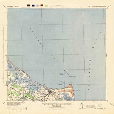 Cape Henlopen DE topo map, 1:62500 Scale, 15 X 15 Minute, Historical, 1944, 21.7 x 15.8 in - Polypropylene