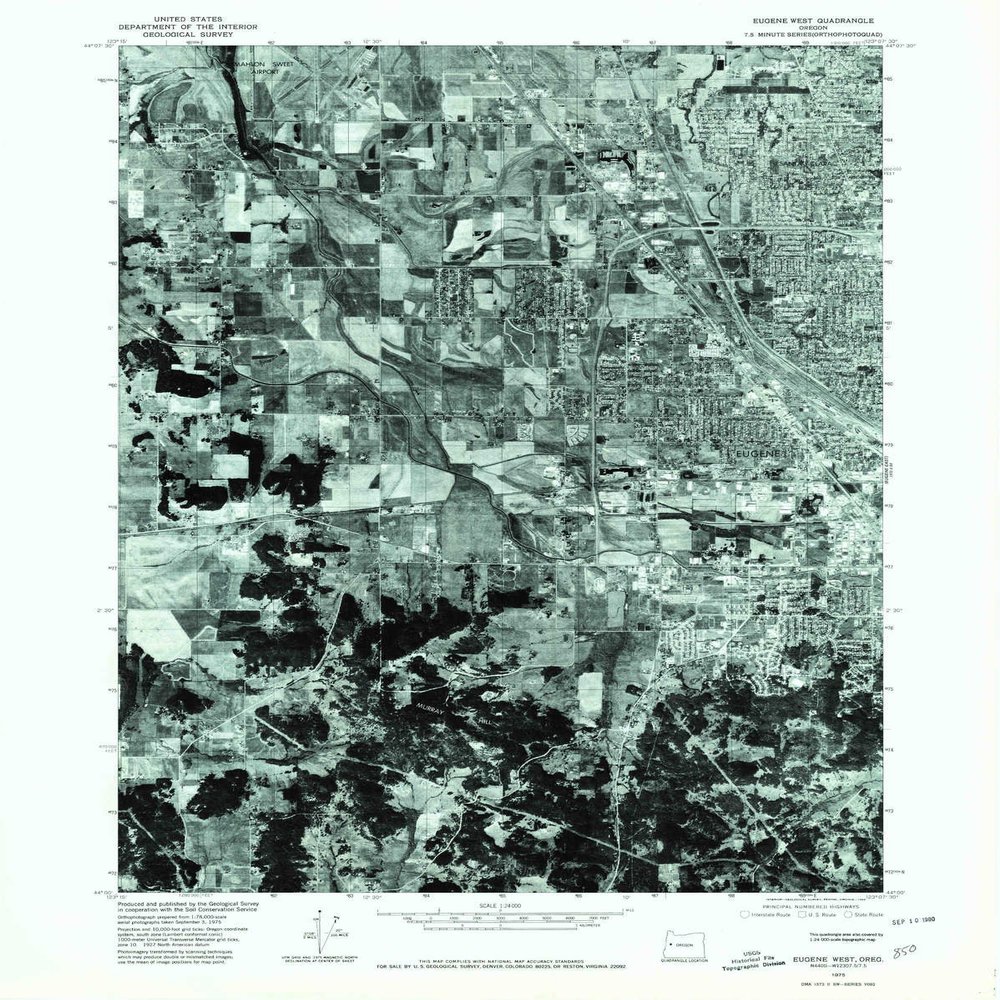 YellowMaps Eugene West OR topo map, 1:24000 Scale, 7.5 X 7.5 Minute, Historical, 1975, Updated 1980, 26.9 x 21.5 in - Polypropylene