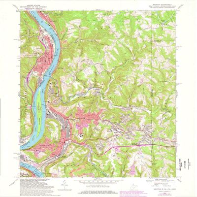 YellowMaps Weirton WV topo map, 1:24000 Scale, 7.5 X 7.5 Minute, Historical, 1968, Updated 1978, 27 x 22.1 in - Polypropylene