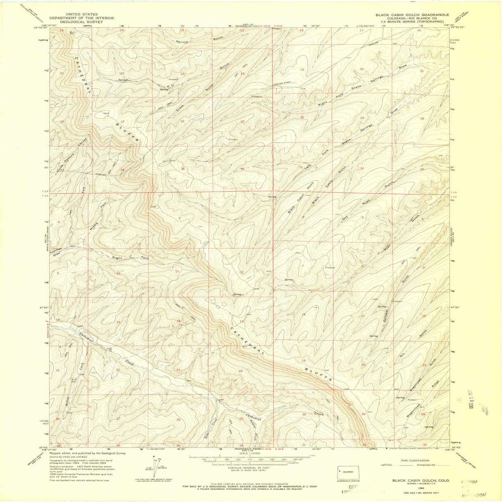 YellowMaps Black Cabin Gulch CO topo map, 1:24000 Scale, 7.5 X 7.5 Minute, Historical, 1964, Updated 1968, 27.2 x 22 in - Tyvek