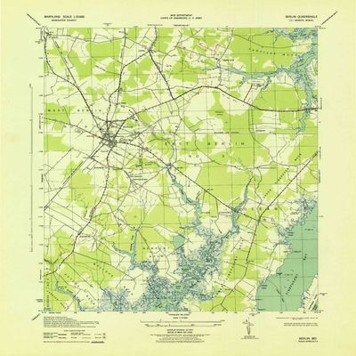 YellowMaps Berlin MD topo map, 1:31680 Scale, 7.5 X 7.5 Minute, Historical, 1943, 21.7 x 17.7 in - Polypropylene