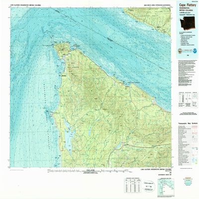 YellowMaps Cape Flattery WA topo map, 1:100000 Scale, 30 X 60 Minute, Historical, 1986, Updated 1987, 27.3 x 36.2 in - Polypropylene