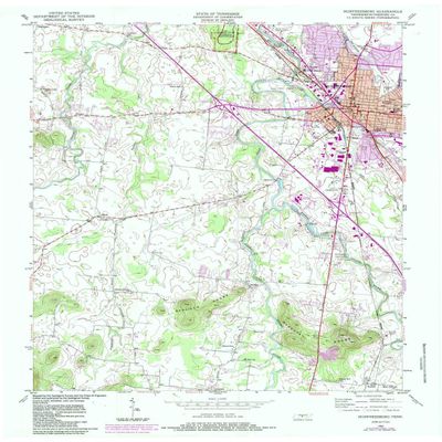YellowMaps Murfreesboro TN topo map, 1:24000 Scale, 7.5 X 7.5 Minute, Historical, 1950, Updated 1984, 27.4 x 22 in - Polypropylene