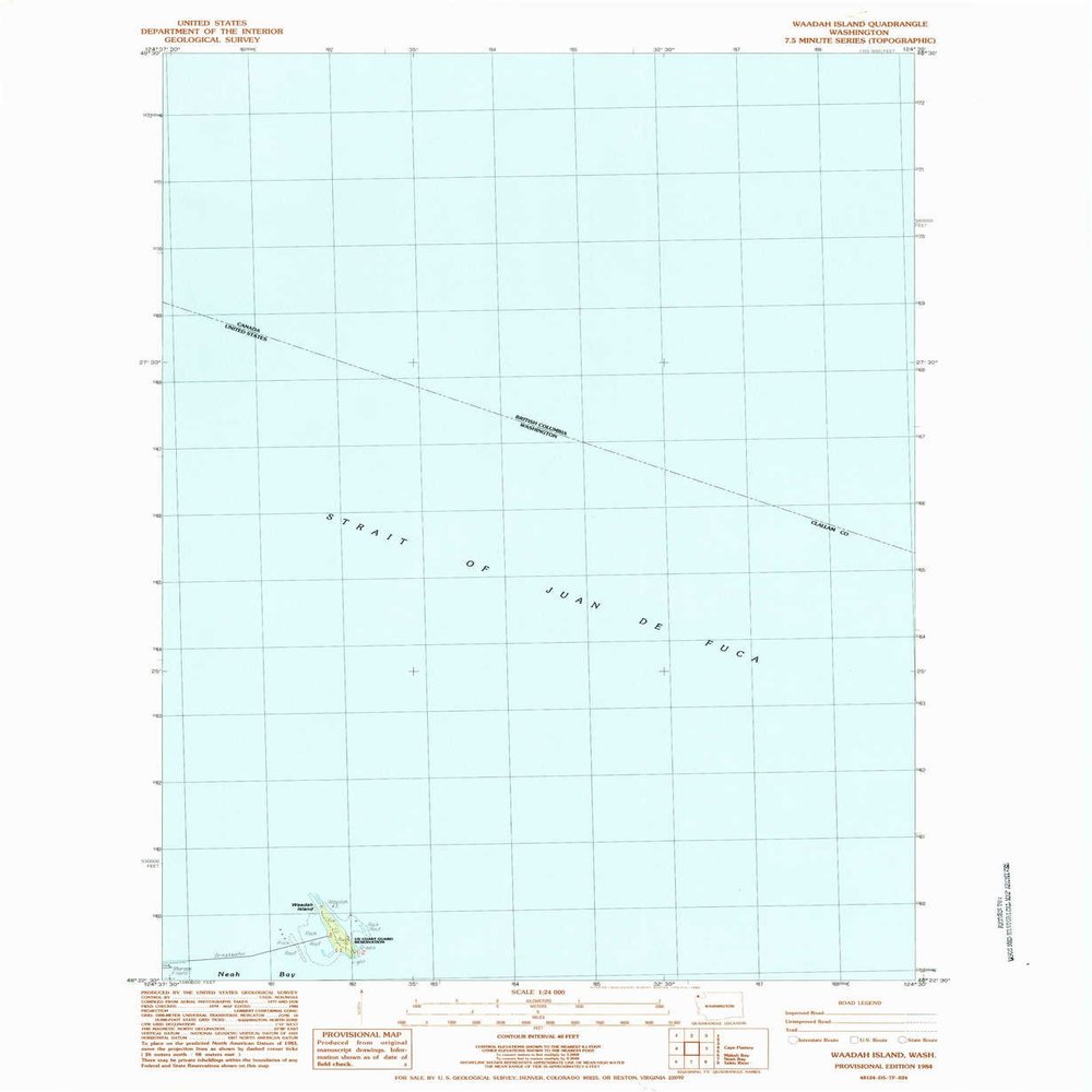 YellowMaps Waadah Island WA topo map, 1:24000 Scale, 7.5 X 7.5 Minute, Historical, 1984, Updated 1984, 27.1 x 22.2 in - Polypropylene