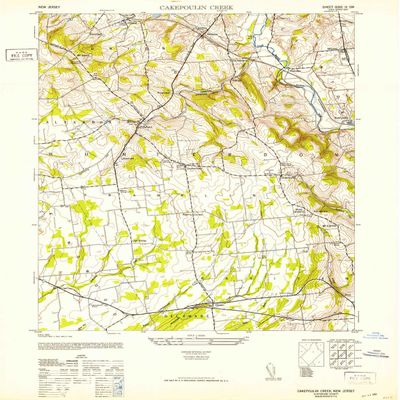 YellowMaps Cakepoulin Creek NJ topo map, 1:24000 Scale, 7.5 X 7.5 Minute, Historical, 1952, 28.8 x 22 in - Polypropylene