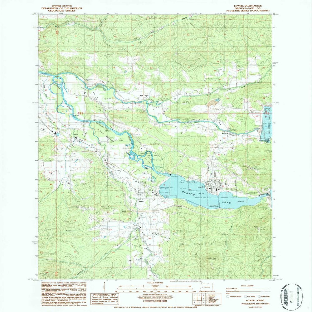 Lowell OR topo map, 1:24000 Scale, 7.5 X 7.5 Minute, Historical, 1986, Updated 1986, 26.8 x 21.9 in - Polypropylene