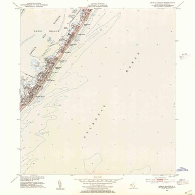 YellowMaps Beach Haven NJ topo map, 1:24000 Scale, 7.5 X 7.5 Minute, Historical, 1951, Updated 1954, 26.8 x 22.2 in - Tyvek