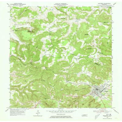 YellowMaps Monterey TN topo map, 1:24000 Scale, 7.5 X 7.5 Minute, Historical, 1955, Updated 1973, 27.4 x 22.1 in - Tyvek