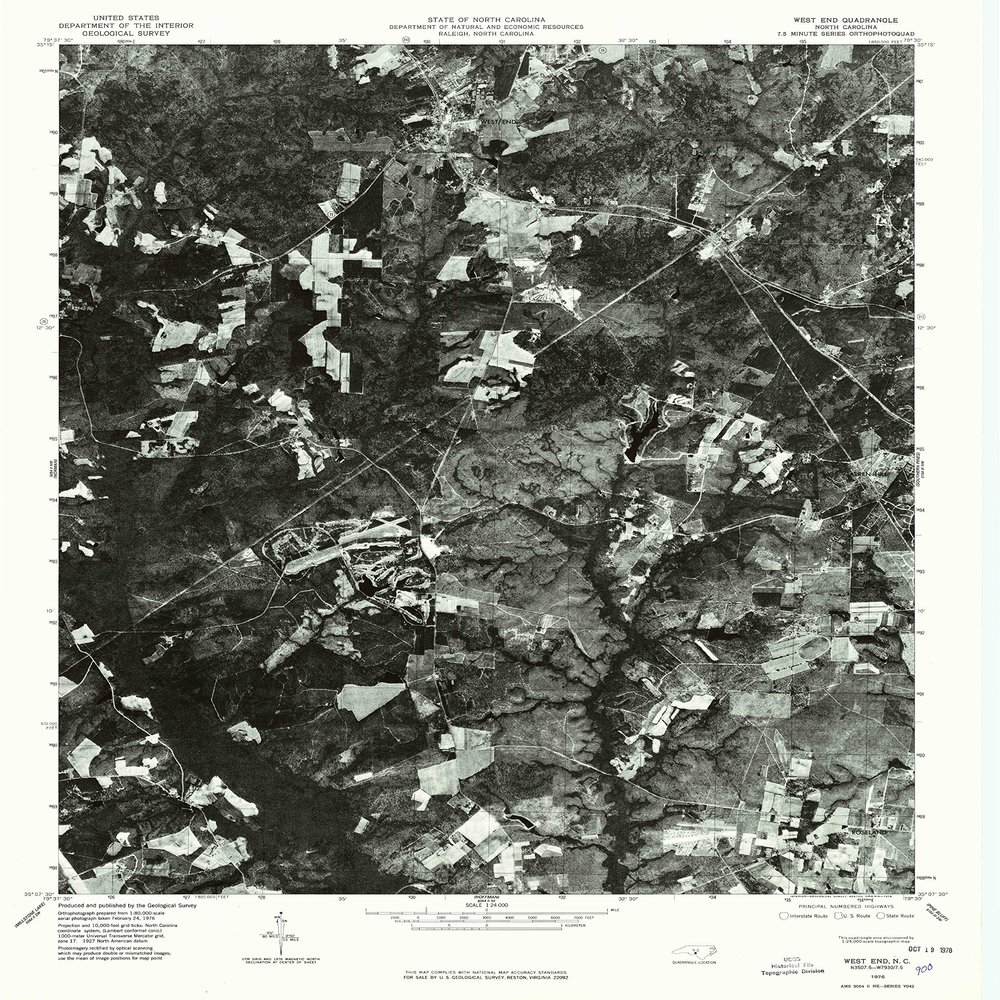 YellowMaps West End NC topo map, 1:24000 Scale, 7.5 X 7.5 Minute, Historical, 1976, Updated 1976, 26.7 x 21.8 in - Polypropylene
