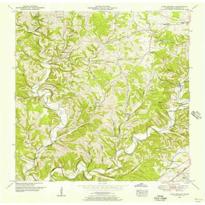 YellowMaps Long Branch TN topo map, 1:24000 Scale, 7.5 X 7.5 Minute, Historical, 1951, Updated 1956, 27.5 x 22 in - Polypropylene