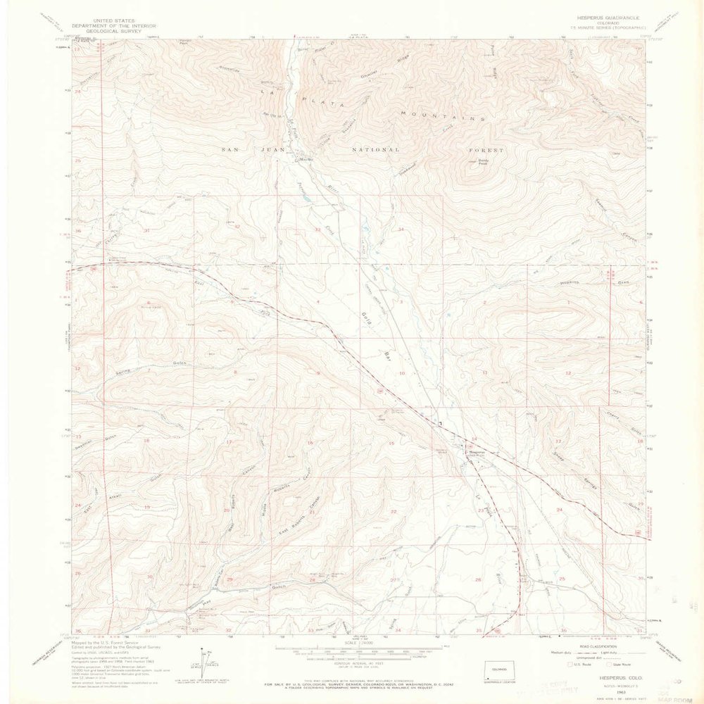 YellowMaps Hesperus CO topo map, 1:24000 Scale, 7.5 X 7.5 Minute, Historical, 1963, Updated 1973, 26.9 x 22.3 in - Polypropylene