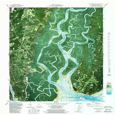 YellowMaps Brunswick East GA topo map, 1:24000 Scale, 7.5 X 7.5 Minute, Historical, 1979, Updated 1988, 27.9 x 24 in - Polypropylene