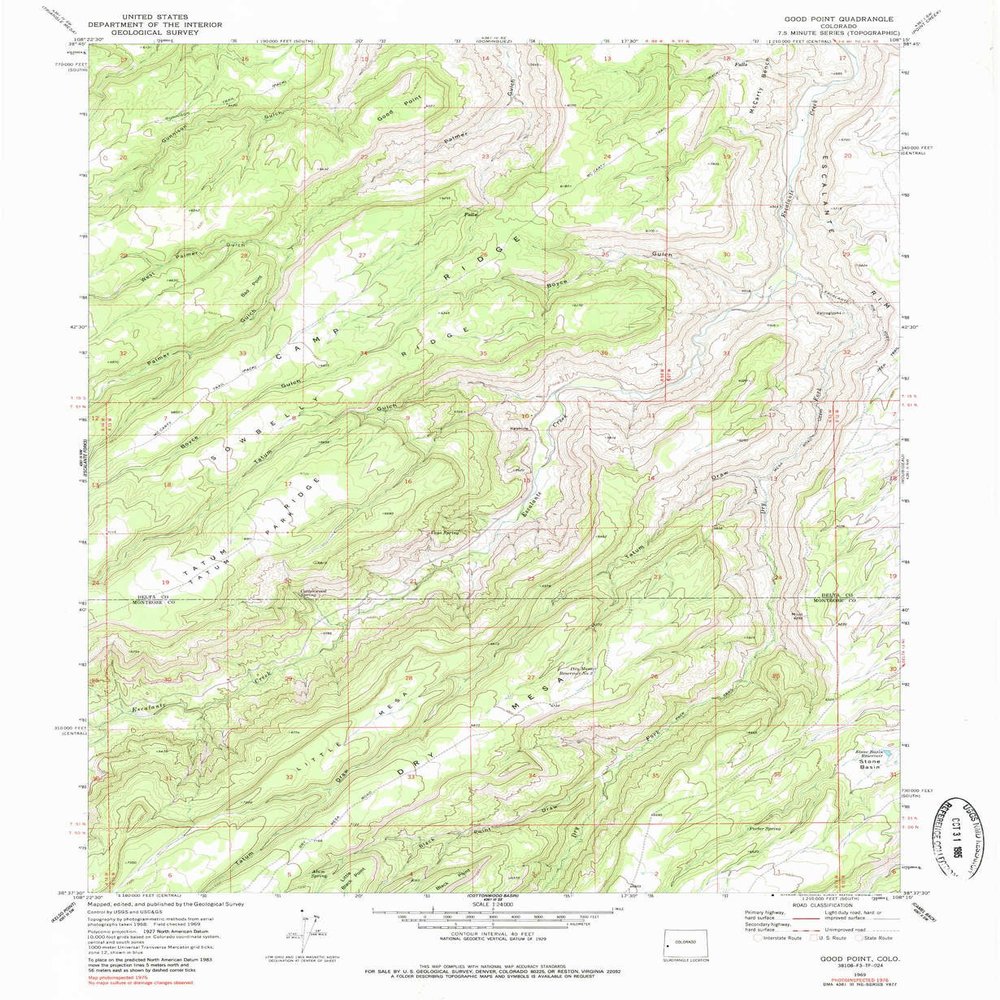 YellowMaps Good Point CO topo map, 1:24000 Scale, 7.5 X 7.5 Minute, Historical, 1969, Updated 1985, 26.8 x 22 in - Polypropylene
