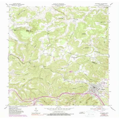 YellowMaps Monterey TN topo map, 1:24000 Scale, 7.5 X 7.5 Minute, Historical, 1955, Updated 1988, 27.4 x 22 in - Tyvek