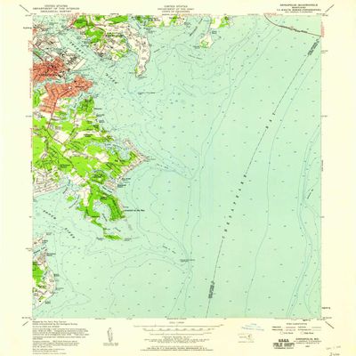 YellowMaps Annapolis MD topo map, 1:24000 Scale, 7.5 X 7.5 Minute, Historical, 1957, Updated 1958, 26.8 x 22 in - Polypropylene
