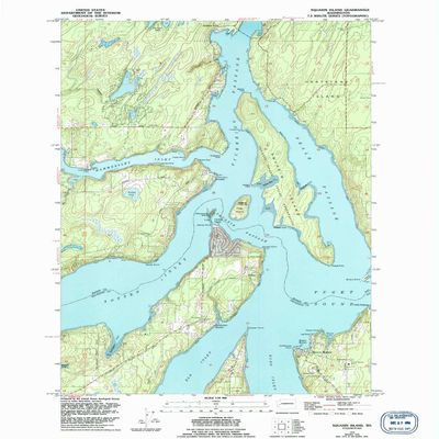 YellowMaps Squaxin Island WA topo map, 1:24000 Scale, 7.5 X 7.5 Minute, Historical, 1959, Updated 1994, 26.8 x 22 in - Polypropylene
