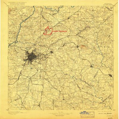 YellowMaps Atlanta GA topo map, 1:125000 Scale, 30 X 30 Minute, Historical, 1895, Updated 1917, 20 x 16.5 in - Polypropylene