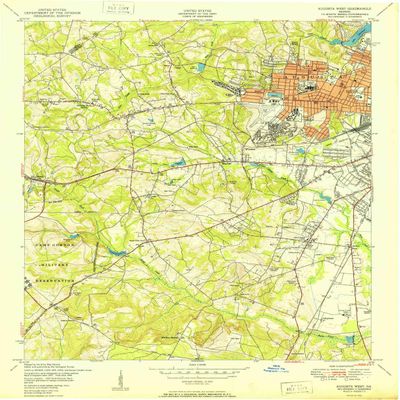 YellowMaps Augusta West GA topo map, 1:24000 Scale, 7.5 X 7.5 Minute, Historical, 1950, 26.9 x 22 in - Polypropylene