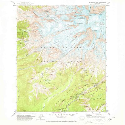 YellowMaps Mt Rainier West WA topo map, 1:24000 Scale, 7.5 X 7.5 Minute, Historical, 1971, Updated 1974, 27 x 22.1 in - Polypropylene