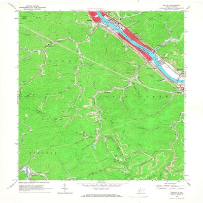 Belle WV topo map, 1:24000 Scale, 7.5 X 7.5 Minute, Historical, 1965, Updated 1966, 27.4 x 22 in - Tyvek