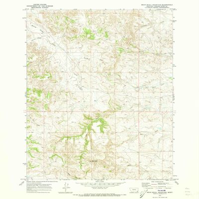 YellowMaps Bear Skull Mountain MT topo map, 1:24000 Scale, 7.5 X 7.5 Minute, Historical, 1970, Updated 1973, 26.8 x 22 in - Polypropylene