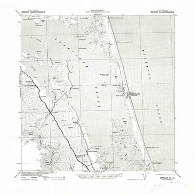 YellowMaps Barco NC topo map, 1:62500 Scale, 15 X 15 Minute, Historical, 1940, 22 x 18 in - Polypropylene