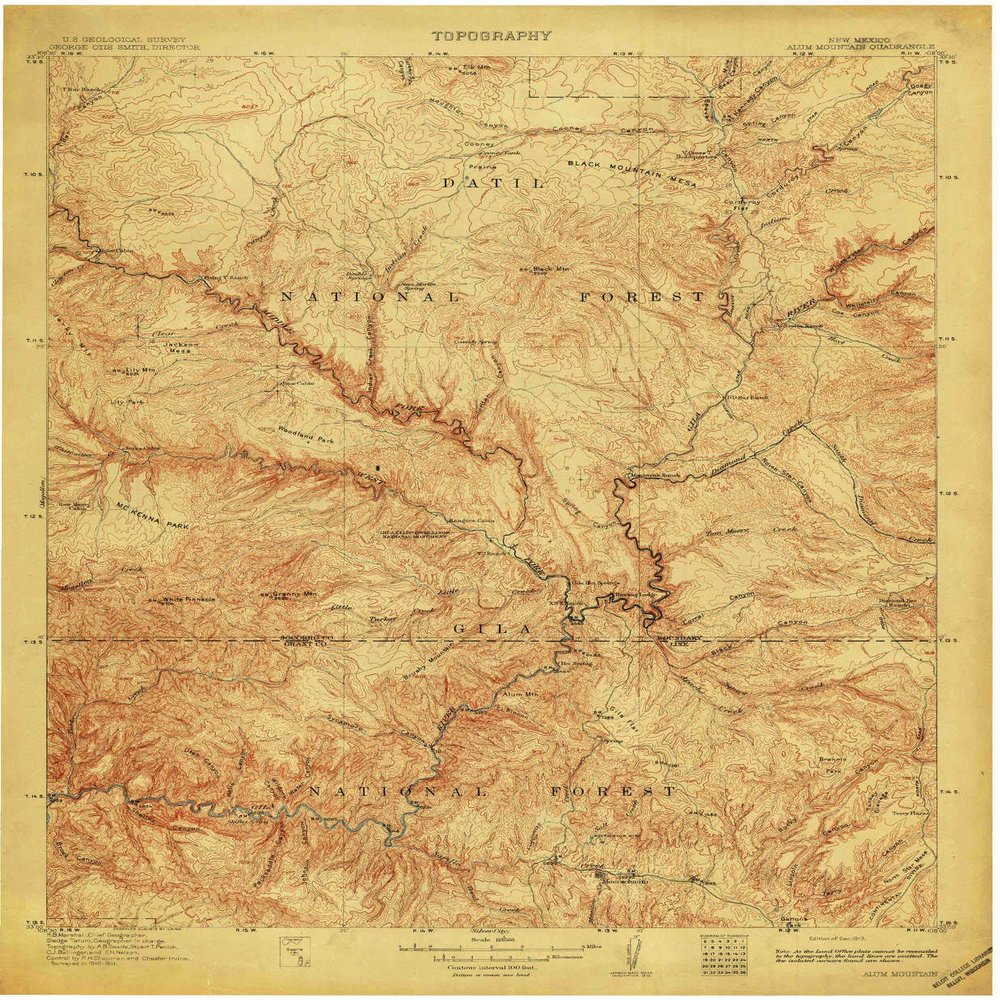 YellowMaps Alum Mountain NM topo map, 1:125000 Scale, 30 X 30 Minute, Historical, 1913, 20.1 x 16.5 in - Tyvek