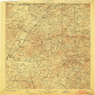 YellowMaps Ellijay GA topo map, 1:125000 Scale, 30 X 30 Minute, Historical, 1898, Updated 1903, 19.3 x 16.2 in - Paper