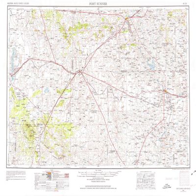 YellowMaps Fort Sumner NM topo map, 1:250000 Scale, 1 X 2 Degree, Historical, 1954, Updated 1974, 22.1 x 31.9 in - Tyvek