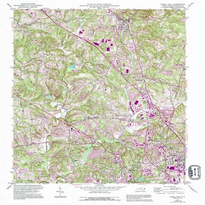 YellowMaps Rural Hall NC topo map, 1:24000 Scale, 7.5 X 7.5 Minute, Historical, 1951, Updated 1994, 26.7 x 21.9 in - Polypropylene
