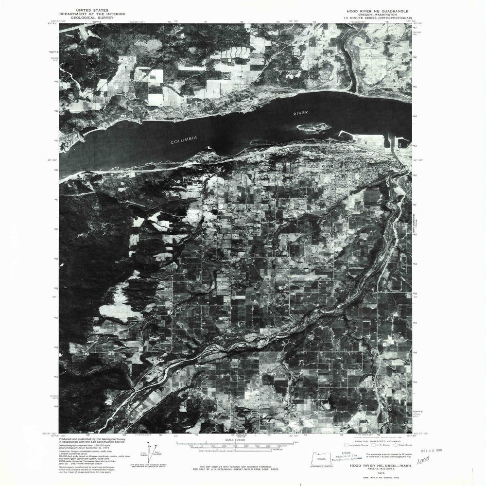 YellowMaps Hood River NE OR topo map, 1:24000 Scale, 7.5 X 7.5 Minute, Historical, 1975, Updated 1980, 27 x 22 in - Polypropylene