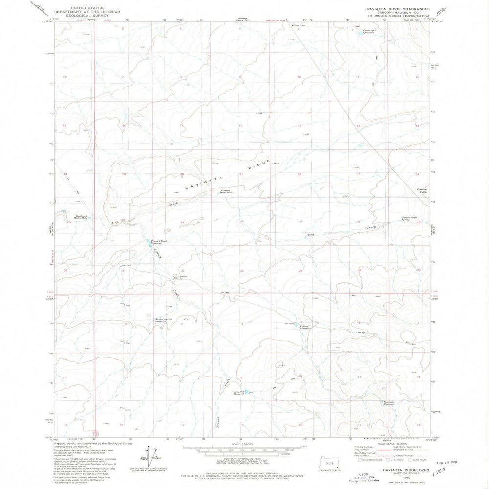 YellowMaps Caviatta Ridge OR topo map, 1:24000 Scale, 7.5 X 7.5 Minute, Historical, 1980, Updated 1980, 26.7 x 21.8 in - Polypropylene