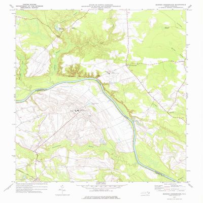 YellowMaps Boones Crossroads NC topo map, 1:24000 Scale, 7.5 X 7.5 Minute, Historical, 1974, Updated 1977, 26.8 x 21.9 in - Polypropylene