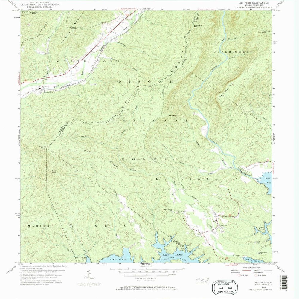 YellowMaps Ashford NC topo map, 1:24000 Scale, 7.5 X 7.5 Minute, Historical, 1956, Updated 1966, 27 x 22 in - Polypropylene
