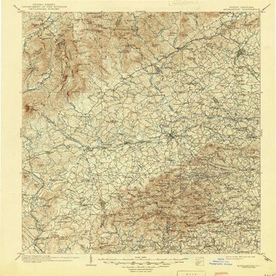YellowMaps Morganton NC topo map, 1:125000 Scale, 30 X 30 Minute, Historical, 1905, Updated 1945, 19.9 x 16.6 in - Polypropylene