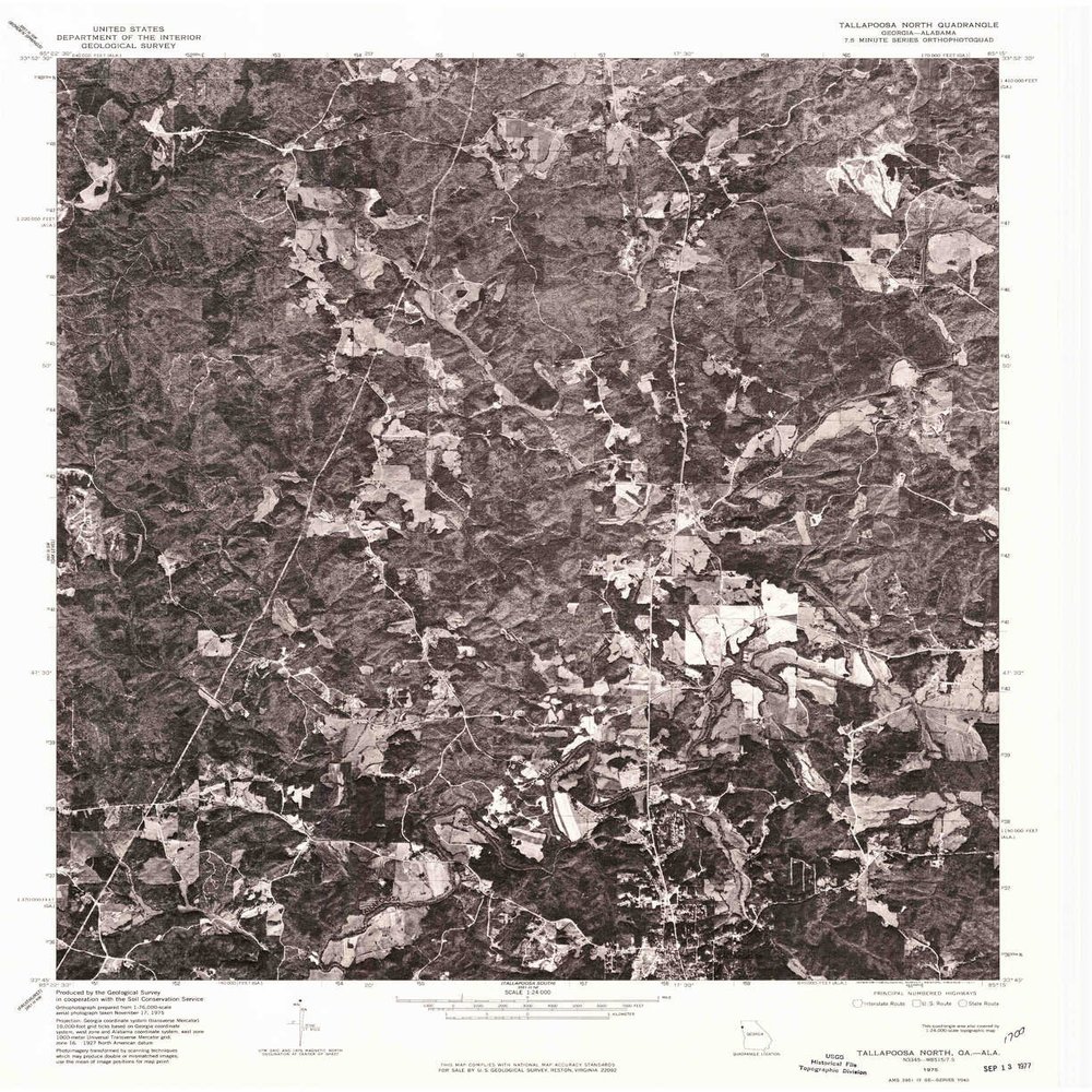 YellowMaps Tallapoosa North GA topo map, 1:24000 Scale, 7.5 X 7.5 Minute, Historical, 1975, Updated 1977, 26.9 x 22 in - Polypropylene