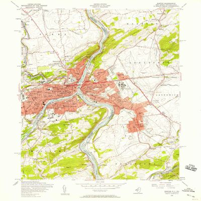 YellowMaps Easton PA topo map, 1:24000 Scale, 7.5 X 7.5 Minute, Historical, 1956, Updated 1958, 27 x 22.1 in - Polypropylene