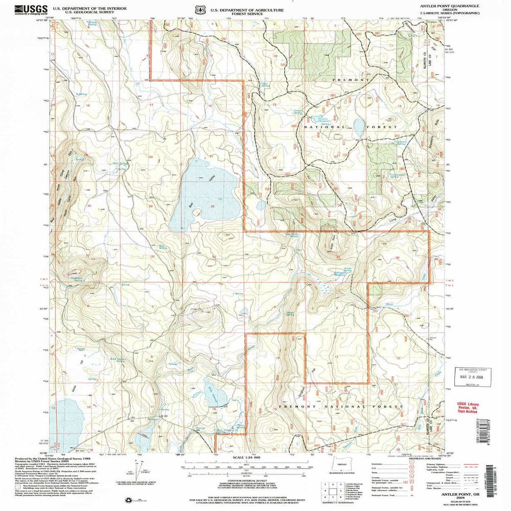 YellowMaps Antler Point OR topo map, 1:24000 Scale, 7.5 X 7.5 Minute, Historical, 2004, Updated 2007, 26.9 x 22 in - Polypropylene