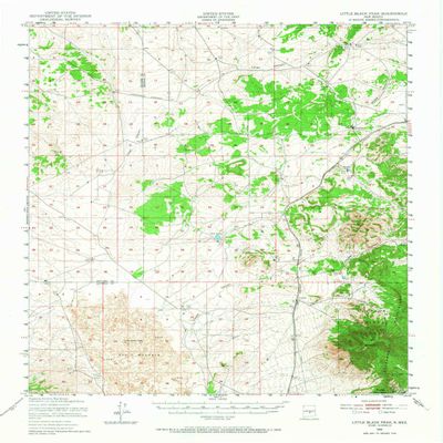 YellowMaps Little Black Peak NM topo map, 1:62500 Scale, 15 X 15 Minute, Historical, 1950, Updated 1968, 21 x 17.1 in - Tyvek