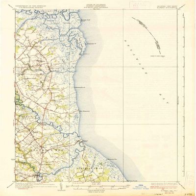 YellowMaps Bowers DE topo map, 1:62500 Scale, 15 X 15 Minute, Historical, 1936, 19.9 x 16.5 in - Tyvek