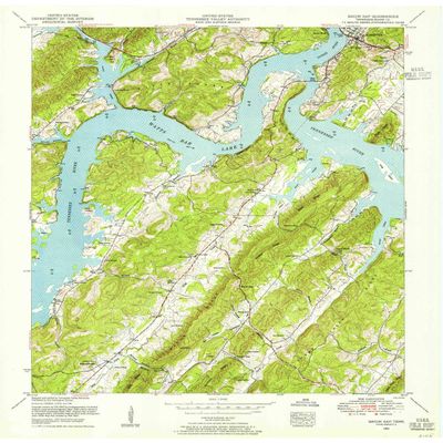 YellowMaps Bacon Gap TN topo map, 1:24000 Scale, 7.5 X 7.5 Minute, Historical, 1952, Updated 1955, 27.5 x 22 in - Polypropylene