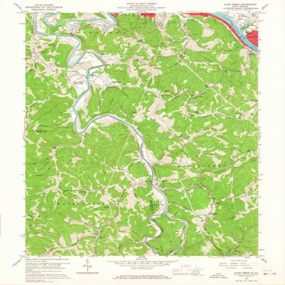 YellowMaps Alum Creek WV topo map, 1:24000 Scale, 7.5 X 7.5 Minute, Historical, 1958, Updated 1967, 26.7 x 22 in - Polypropylene