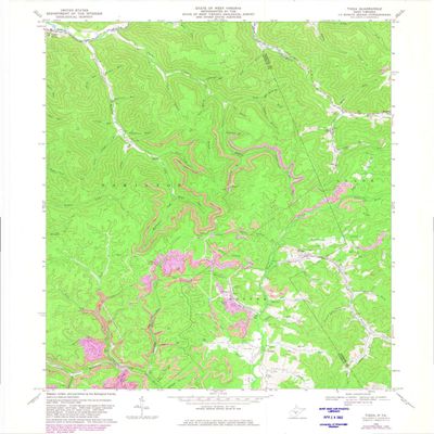 YellowMaps Tioga WV topo map, 1:24000 Scale, 7.5 X 7.5 Minute, Historical, 1966, Updated 1982, 26.9 x 22.5 in - Polypropylene