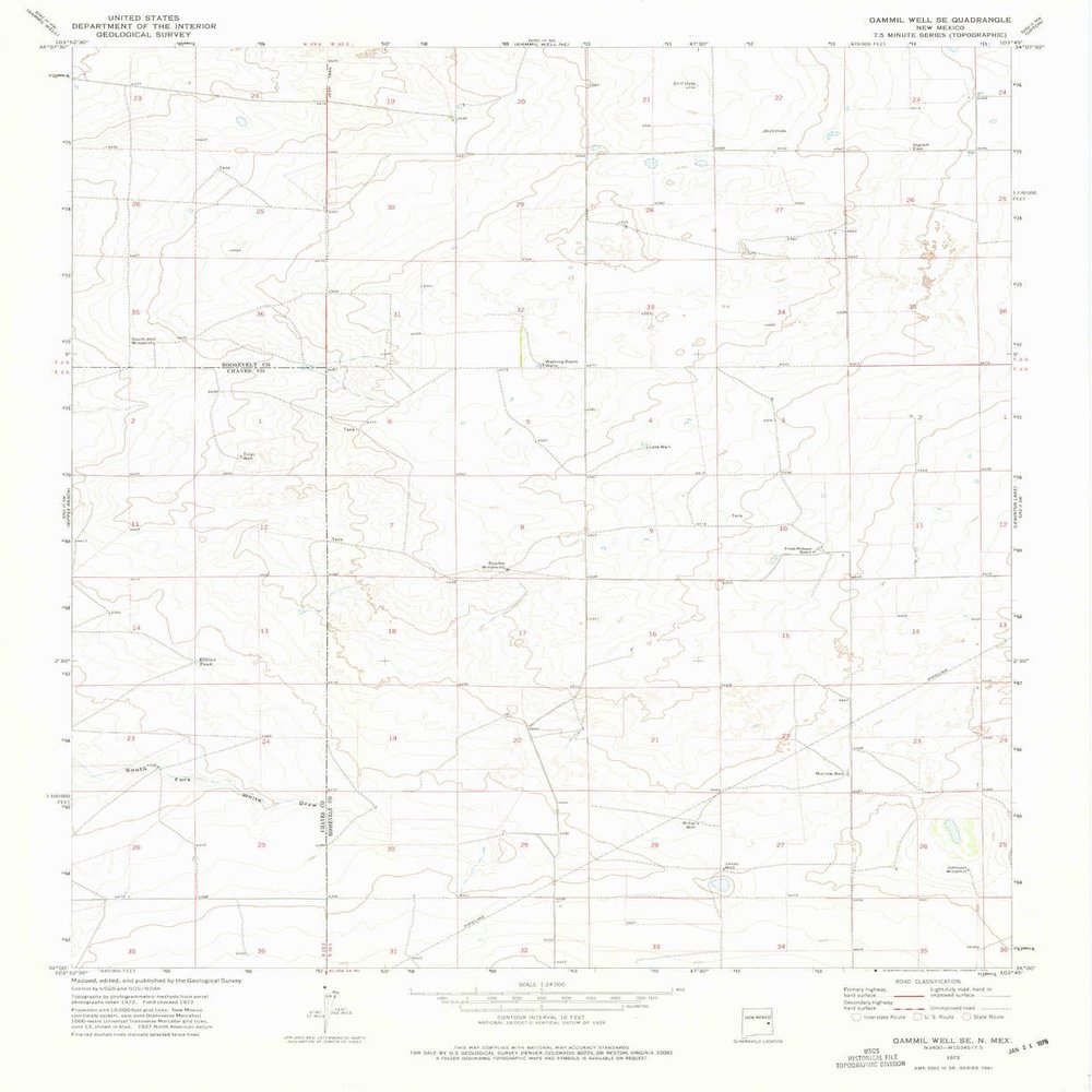 Gammil Well SE NM topo map, 1:24000 Scale, 7.5 X 7.5 Minute, Historical, 1973, Updated 1975, 27 x 22 in - Polypropylene