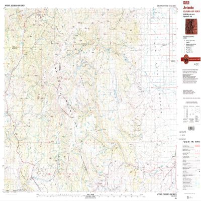 YellowMaps Antonito CO topo map, 1:100000 Scale, 30 X 60 Minute, Historical, 1985, Updated 1985, 24.1 x 40.9 in - Polypropylene