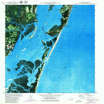 YellowMaps Kure Beach NC topo map, 1:24000 Scale, 7.5 X 7.5 Minute, Historical, 1970, Updated 1980, 26.9 x 22 in - Polypropylene