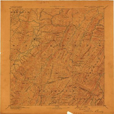 YellowMaps Beverly WV topo map, 1:125000 Scale, 30 X 30 Minute, Historical, 1892, Updated 1899, 20.6 x 16.6 in - Polypropylene