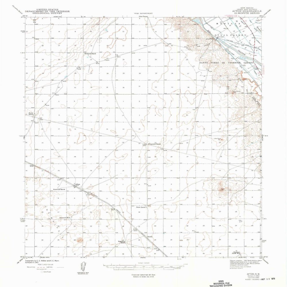 YellowMaps Afton NM topo map, 1:62500 Scale, 15 X 15 Minute, Historical, 1943, Updated 1949, 20.9 x 18 in - Polypropylene
