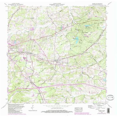 YellowMaps Burns TN topo map, 1:24000 Scale, 7.5 X 7.5 Minute, Historical, 1953, Updated 1987, 27.5 x 22 in - Tyvek